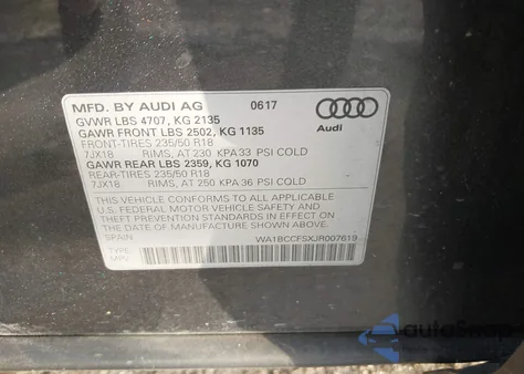 2018 Audi Q3 2.0T Premium/2.0T Sport Premium z USA, uszkodzony, nr VIN WA1BCCFSXJR007619